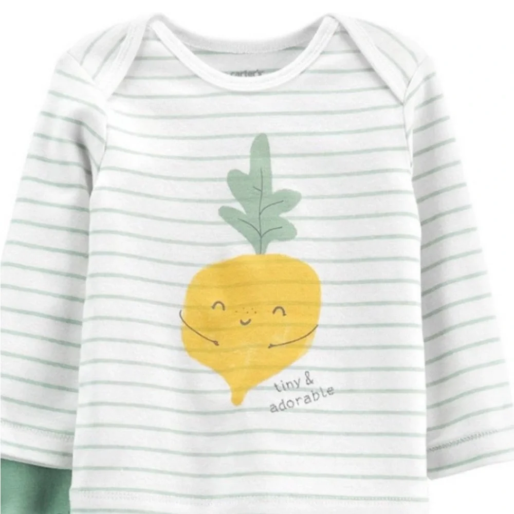 Carter’s Baby Boy Tiny and Adorable Green and White Outfit | 6M - Picture 4 of 4